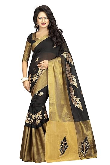 Amazon black saree with golden border Clearance