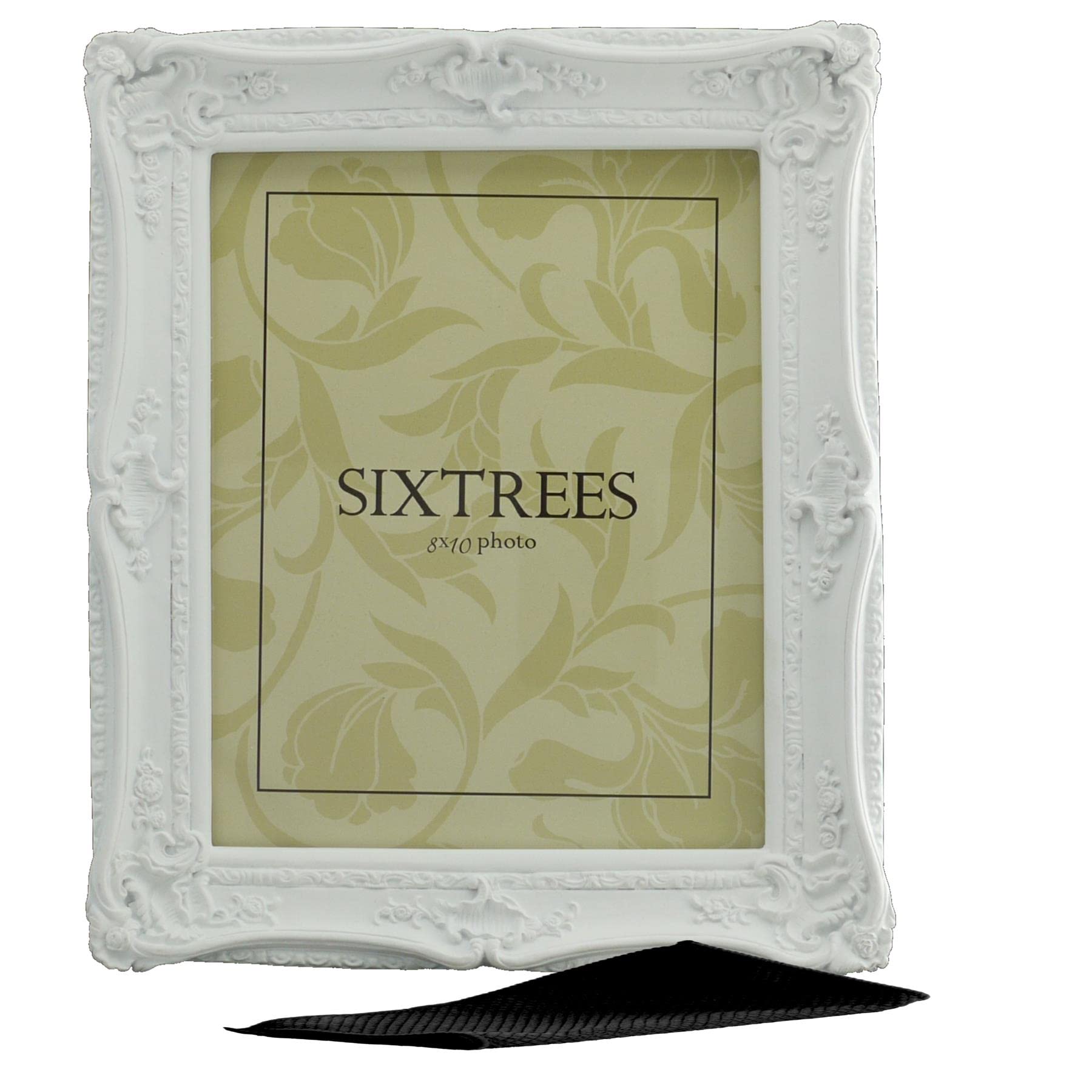 Sixtrees Chelsea 5-254-80 Ornate Vintage Swept Shabby Chic White 10x8 inch Photo frame - with Microfibre glass cleaning cloth.