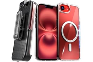 Designed for iPhone 17e and iPhone 16e Case with Belt Clip and Detachable Holster – Clear Protective Phone Case with Magnetic