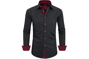 Alimens & Gentle Men's Dress Shirts Long Sleeve Wrinkle-Free Business Casual Button Down Shirt