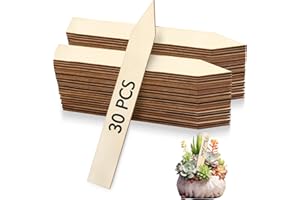 FLATRI 30Pcs Wooden Plant Labels, Outdoor Indoor Garden Markers and Name Tags for Seedlings Flowers Vegetables - Reused Waterproof Plant Label Stakes, 6 x 0.78in