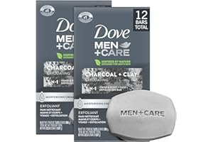 Dove Men+Care Body + Face Bar 2-Pack (12 Bars) – Exfoliating 3-in-1 Charcoal Soap with Clay for Skin Care, Hands & Shaving, 3