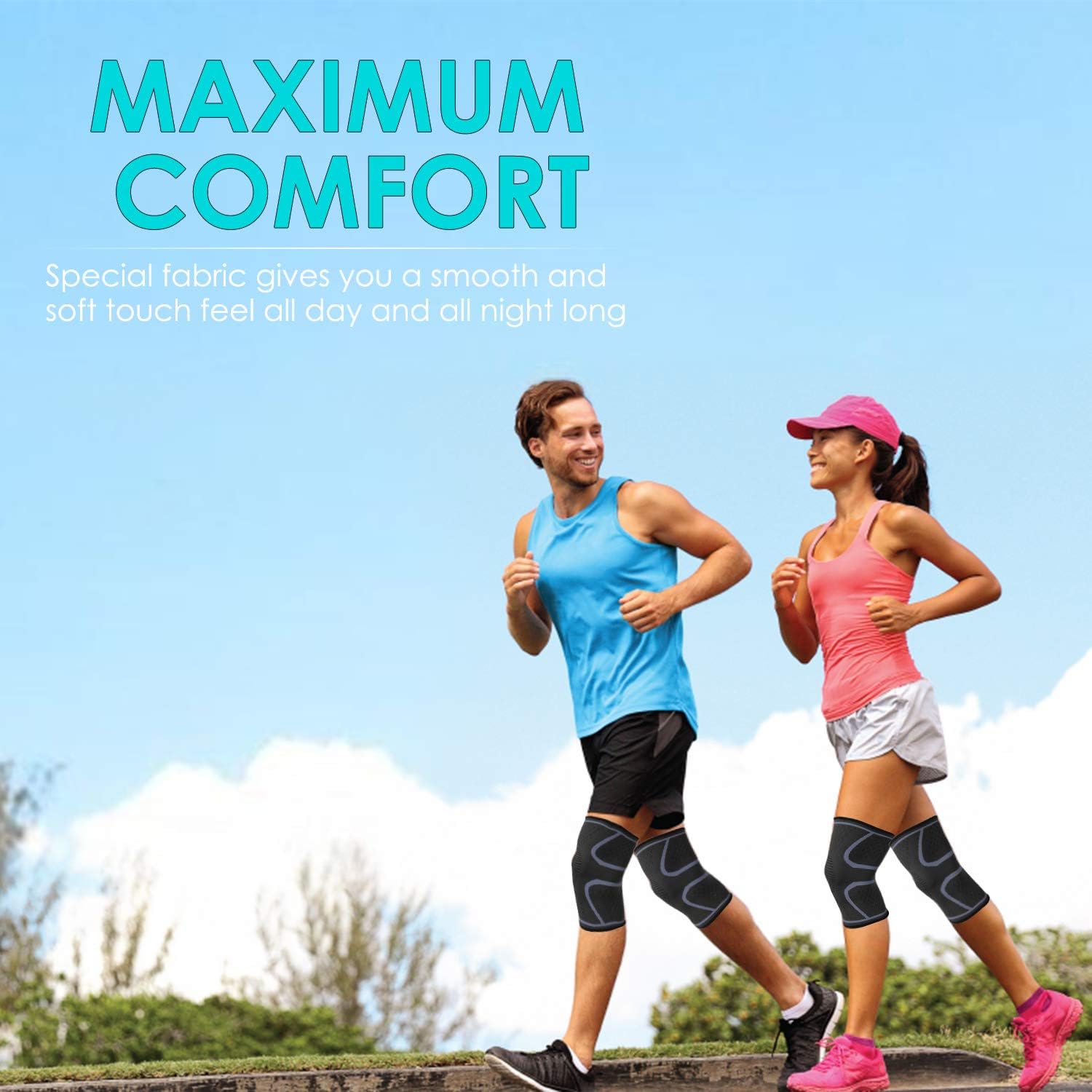 CRAZY STONE 2 Pack Knee Compression Sleeve- Best Knee Brace for Men & Women- Joint Pain Relief, Injury Recovery - Knee Support for ACL, Meniscus Tear, Running, Basketball, Football, Yoga, Gym, Sports: Industrial & Scientific