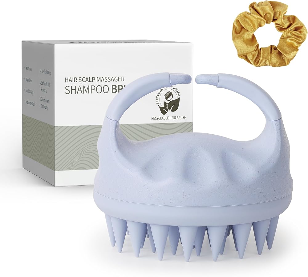 Sndyi Scalp Massager Shampoo Brush Silicone Bristles Sky Blue
