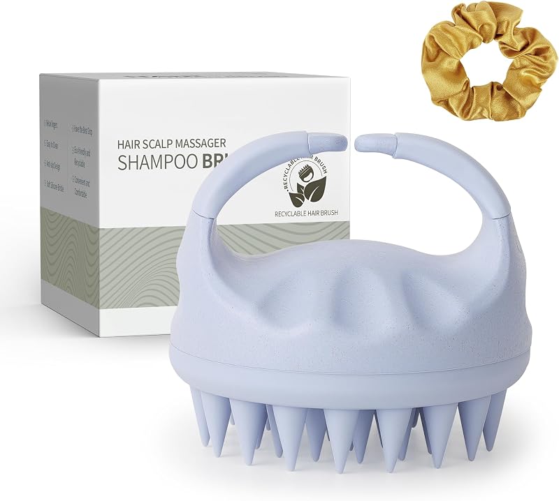 Sndyi Scalp Massager Shampoo Brush Silicone Bristles Sky Blue