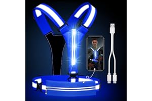 Ylzzrs LED Reflective Vest Running Gear, USB Rechargeable Light Up Running Vest Chest Phone Holder for Runners Night Walking,6-11hrs Light Adjustable Waist/Shoulder for Women Men Kids