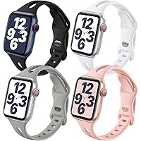 Getino Compatible with Apple Watch Band 40mm 38mm 42m 44mm, Stylish Durable Soft Silicone Slim Sport Wristbands…