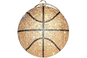 Gripit Women's Bling Basketball Purse with Diamond Accents Round Ball Crystal Bag Purse Wristlet Handbags Gold Clutch