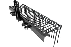 GARVEELIFE 72 Inch Pine Straw Needle Rake, 3 Point Landscape Rake, Powder Coated Steel Spring Tow Behind Rakes, Tractor Attachments for Leaves Straw Grass Attach to Cat 0 Cat 1, Black