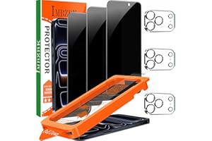 IMBZBK [Auto-Dust Removal] 3 Pack Privacy Screen Protector for iPhone 17 Pro [6.3 INCH] Anti Spy Private Accessories, Case Friendly Film, Military Grade Tempered Glass 3 Camera Lens Protector