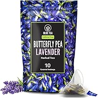 BLUE TEA - Butterfly Pea Flower Lavender Herbal Tea - 10 Tea Bags | CALMING TEA | Caffeine Free - Gluten Free | Vegan- GMO -