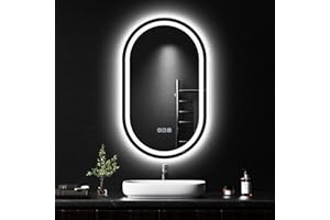 QAOYEDE LED Bathroom Mirror 30x18, Oval Bathroom Vanity Mirror with Lights Backlit/Front, 3 Color Dimmable Anti-Fog Memory Fu