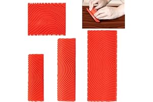 Walquicks 4 Piece Wood Grain Tool Wood Grain Tool Texture Pattern Wood Grain Painting Tool with Handle Rubber Wood Grain Roll