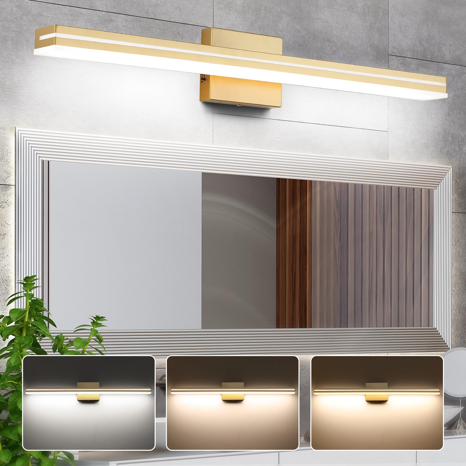 SineRise LED Modern Bathroom Vanity Light Fixtures (32-Inch, 3000K ...