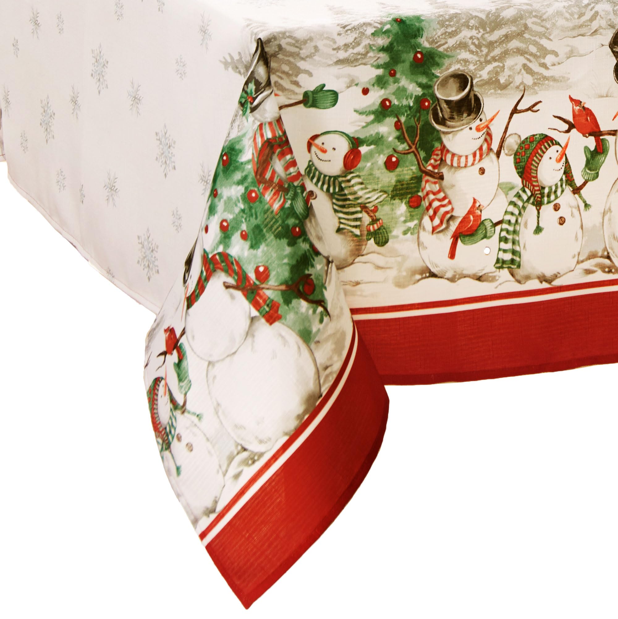 Elrene Home Fashions Snowman Winterland Holiday Wrinkle Resistant Snowflake Tablecloth, 60″X120″, Rectangle