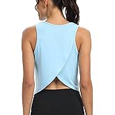 Mippo Workout Tops for Women Cropped Open Back Sleeveless Tank Tops Athletic Gym Yoga Shirts Loose Fit