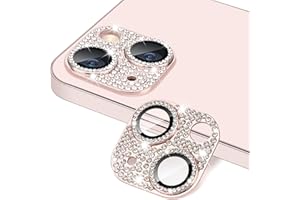 Hsefo for iPhone 13 & iPhone 13 Mini Camera Lens Protector, Bling 3D Rhinestone Sparkle Diamond 9H Tempered Glass Camera Cover Anti Scratch Shockproof Lens Screen Full Protective Cover