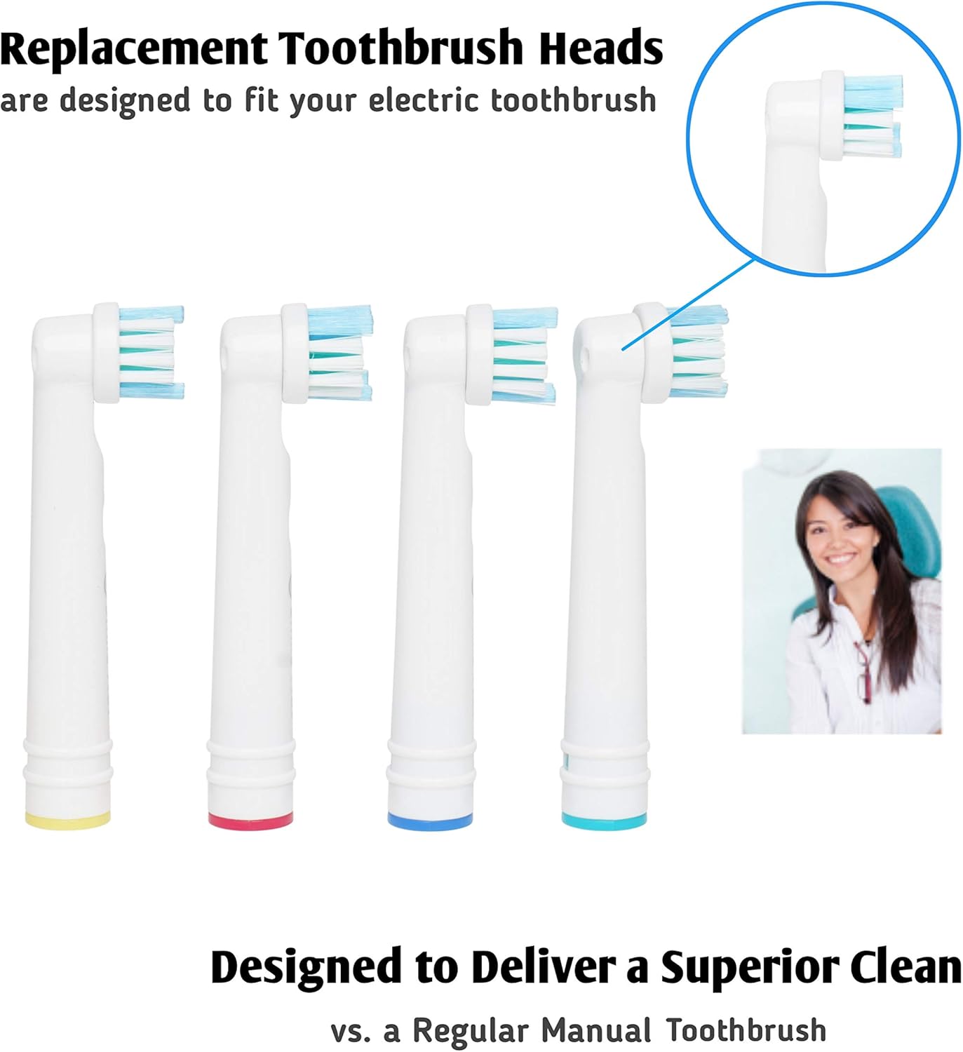 Smile Nut Replacement Toothbrush Heads 4 Pack with Dupont Indicator Bristles for Whitening & Gum Care Compatible with Oral B Toothbrush Head - Image 4