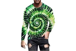 Sdeycui Men's Tie Dye Graphic T-Shirts Long Sleeve Tee Shirts Cotton Tshirts Hip Hop Streetwear Tops for Fall Trendy