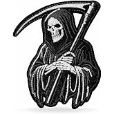 Grim Reaper Iron On Patch &ndash; Gothic Dark Art Applique for Jackets, Bags, Hats, Jeans and Crafts