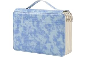 YZK 200 Slots Colored Pencil Case, Large Pencil Cases for Adults PU Leather Colored Pencil Holder with Zipper Closure Pencil Orangizer for Watercolor Pens or Markers (Gradient Blue)