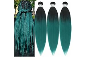 Leticia Ombre Braiding Hair Prestretched Kanekalon Braids Hair Black to Dark Green Hair Extensions
