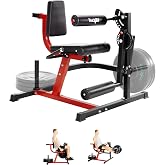 Yes4All Leg Extension and Curl Machine, Adjustable Leg Machine with Plate Loaded, Leg Extension and Curl Bench for Home Gym, Black &amp; Red