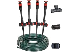 Eden 98063 Multi-Adjustable Flex Design Above Ground Irrigation Garden Sprinkler System, Sprinkler & Hose, DIY Plant Watering Set
