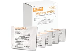 BASF Alpine WSG Insecticide, Water Soluble Granules for Indoor & Outdoor Pest Control, Kills Ants, Flies, Bed Bugs, German Cockroaches – 5 x 0.35 oz Packets (Each Makes 1 Gallon for 1,000 sq ft)