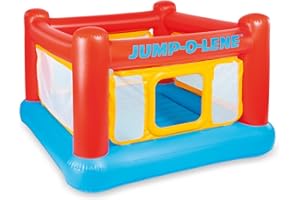 Intex Inflatable Jump-O-Lene Indoor or Outdoor Playhouse Trampoline Bounce Castle House with Crawl-Thru Door and Net for Kids