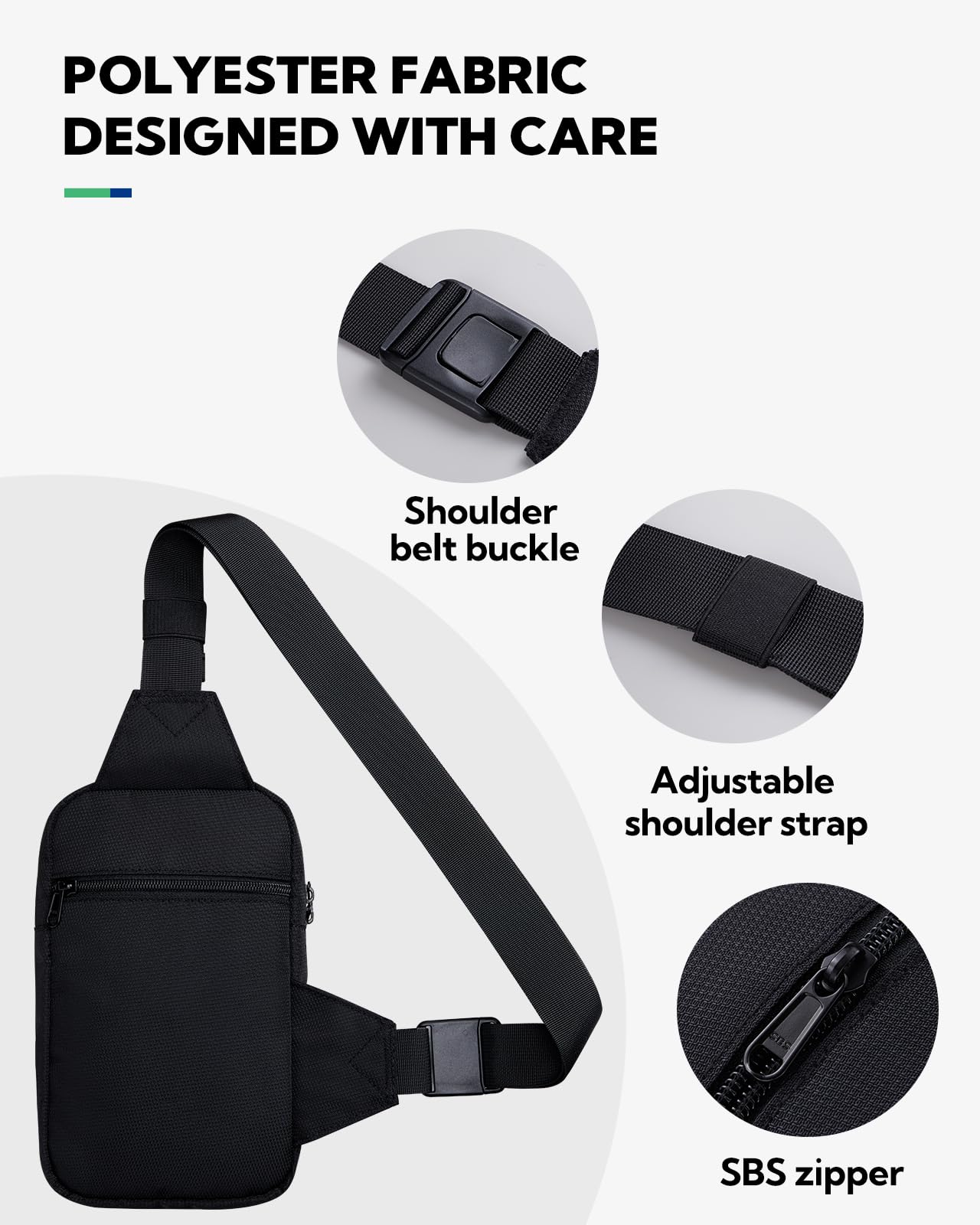 WATERFLY Umhängetasche Crossbody Brusttasche Schultertasche: Sling Bag Tasche Herren Klein Handtasche Crossover Crossbag Schulter Männer Handy Bauch Sportarten Wandern 4