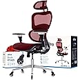 Oline ErgoPro Ergonomic Office Chair - Rolling Desk Chair with 4D Adjustable Armrest, 3D Lumbar Support and Blade Wheels - Mesh Computer Chair, Gaming Chairs, Executive Swivel Chair (Burgundy Red)