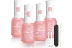 AZUREBEAUTY Dip Powder Liquid Set – Upgraded Care Formula, 4+4Pcs 15ml/0.5oz Base Coat, Activator, Top Coat & Brush Saver, Nail Strengthener with Keratin & Calcium, Low Odor DIY Home Salon