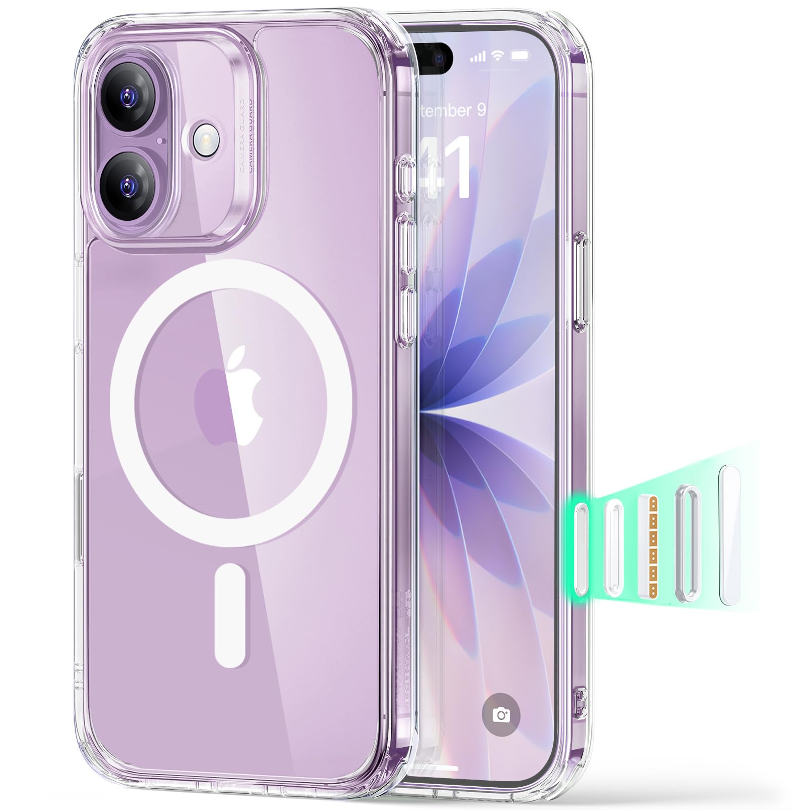 Photo 1 of ESR for iPhone 17 Case, Camera Control, Compatible with MagSafe, Shockproof Military-Grade Protection, Magnetic Phone Case for iPhone 17, Classic Hybrid Case, Clear