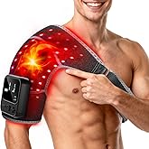 Red Light Therapy for Shoulder with Heat & Massage 5000mAH Cordless Near-Infrared Light Therapy Wrap, 216 Beads 660nm & 850nm Shoulder Brace for Men Women Portable Pad Last 90-380mins