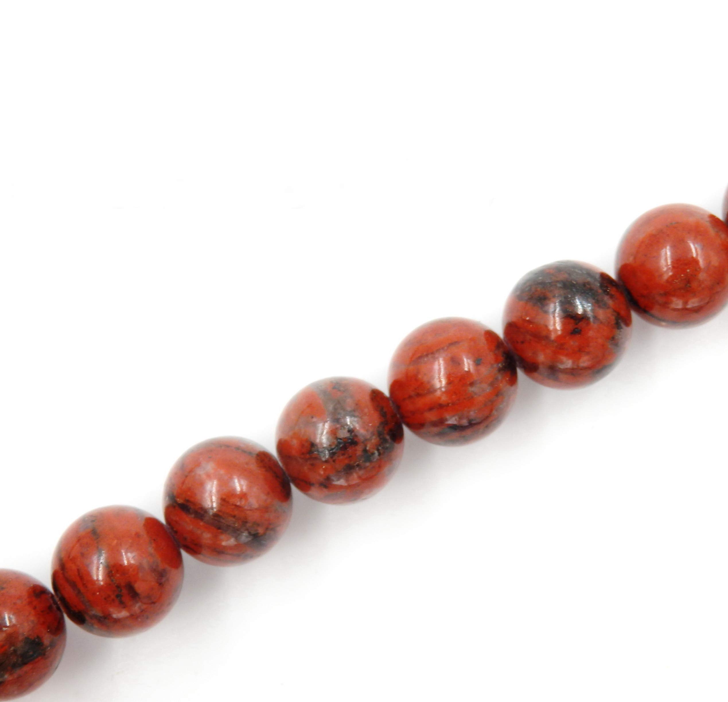 Fukugems Gemstone Beads for Jewelry Making, Sold per Bag 5 Strands Inside (Red Stripe Jasper, 10mm)