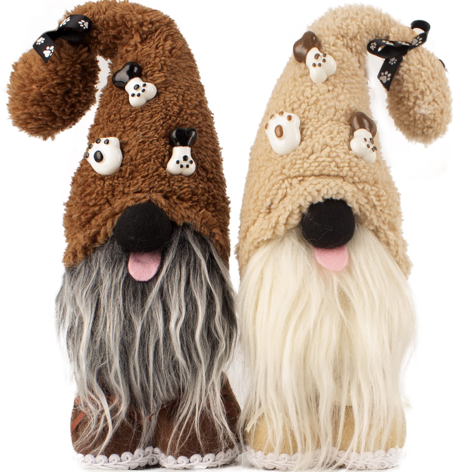 Photo 1 of (USED/FAIR) Mailin 2Pcs Dog Gnomes Puppy Doll Gnomes Plush Handmade Scandinavian Swedish Tomte Ornament Gnome Decorations for Home Tiered Tray Décor