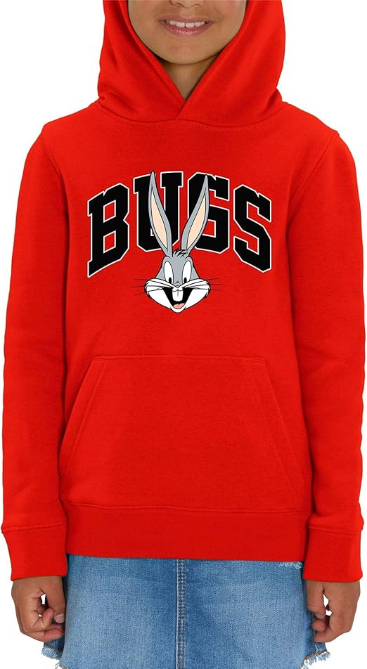 Looney Tunes Bugs Bunny Varsity Style Children's Unisex Red Hoodie