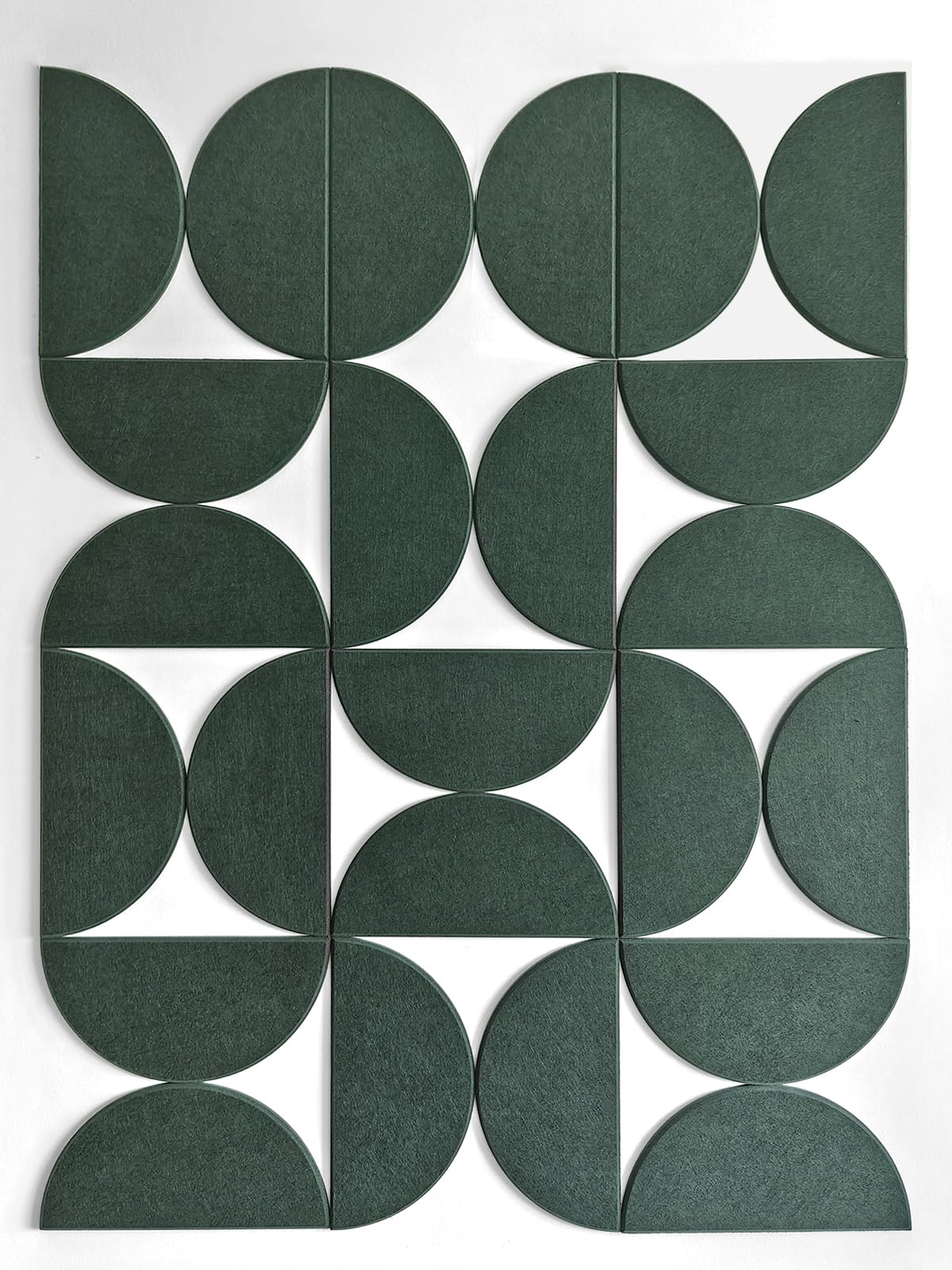 Photo 1 of DECORITA Half-Circle Felt Board Tiles, 12 Packs - Self Adhesive Wall Art & Acoustic Panels | Abstract Wall Decor for Home Office | Modern Pinboard - Aurora Green