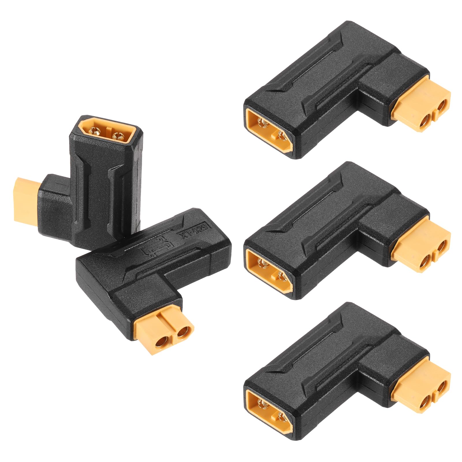 sourcing map 5 Pack XT60 Adapter, XT60 Male Bend to XT60 Female Wireless Adapter, XT60 Connectors Wireless for RC Models, FPV Monitor Power, Lipo Battery