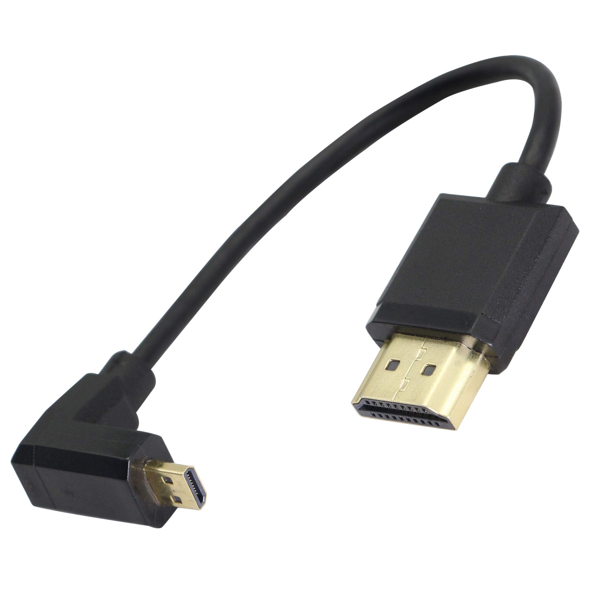 90 Degree Micro HDMI Male to HDMI Male Cable Adapter Connector 4K 60Hz Ethernet HDMI Type D to Type A 3D Audio Return for Cameras-15CM (DOWN)