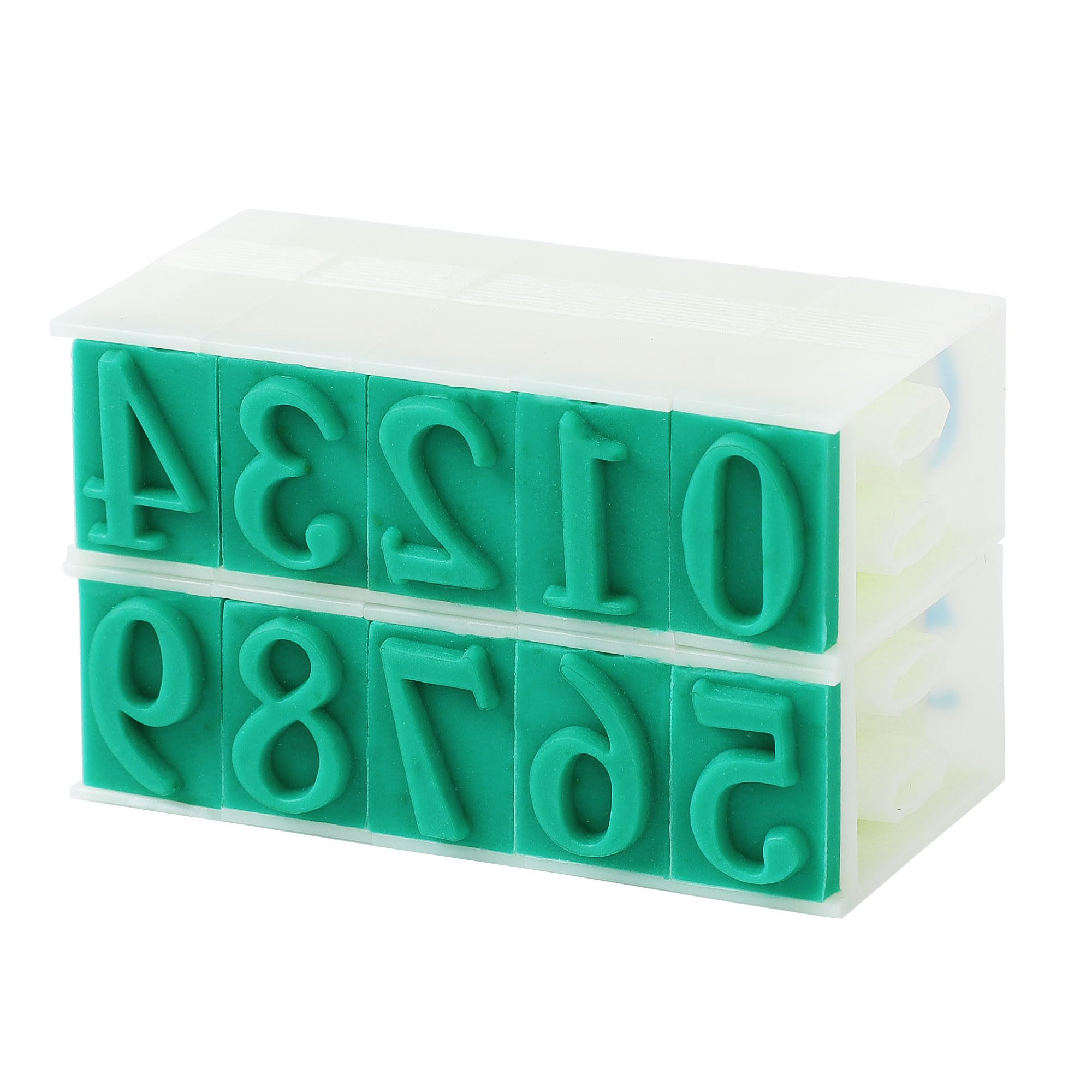 23mm Wide Plastic Rubber 0-9 Digits Combination Numbering Stamp Green Off White