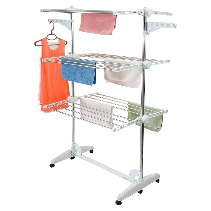Buy Todeco Clothes Drying Racks, 3 Tier Collapsible Rolling Dryer
