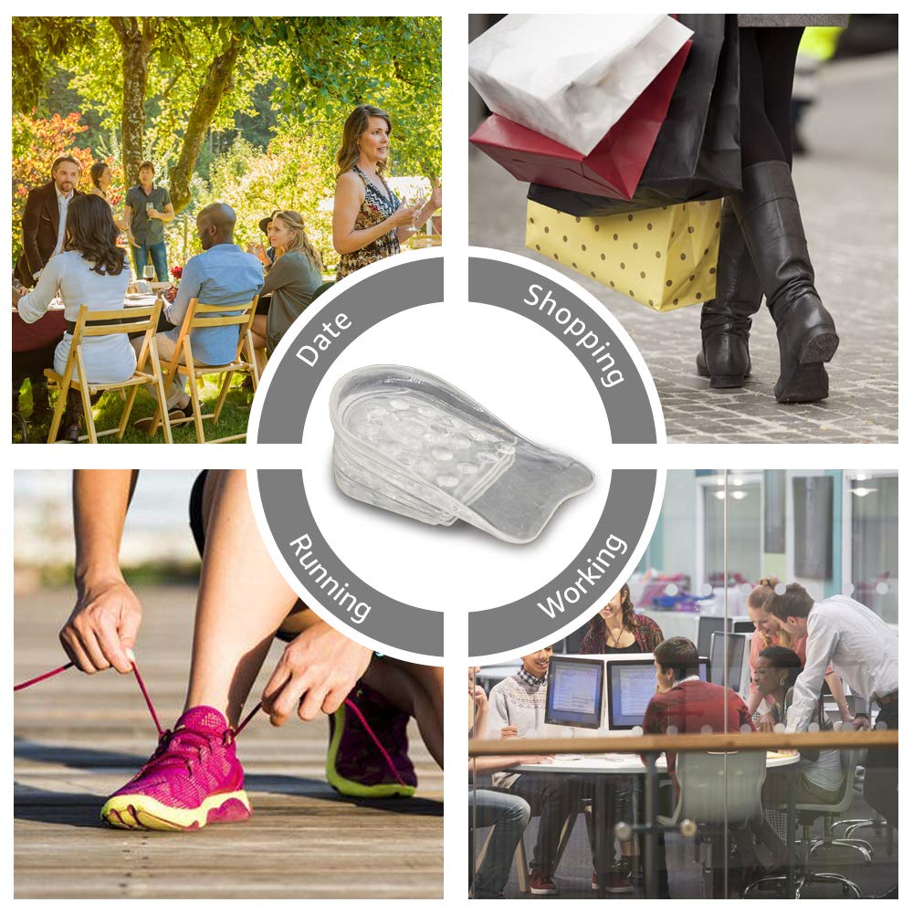 Dr. Foot Adjustable 5-Layer Height Increase Insoles, Silicone Heel Cushion Inserts for Men and Women, Gel Heel Lift Inserts for Leg Length Discrepancy