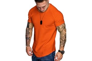 COOFANDY Men's Muscle T-Shirt Pleated Raglan Sleeve Bodybuilding Gym Tee Short Sleeve Fashion Workout Shirts Hipster Shirt