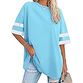 Oversized Tshirts for Women Summer Short Sleeve Round Neck Graphic Tee Shirt