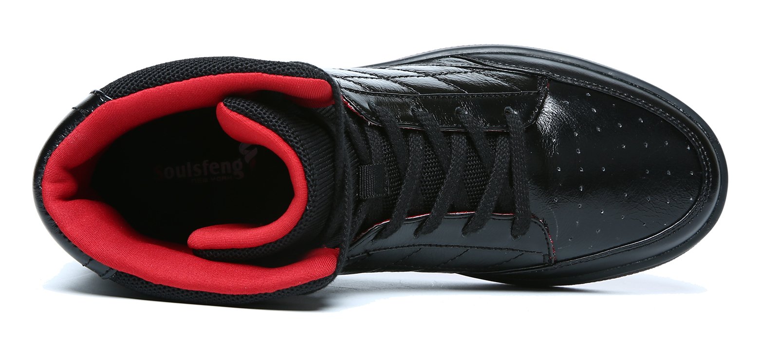 Soulsfeng Men Women High Top Skateboarding Shoes Flat Lace Up Cowhide Leather Casual Sneaker (Women 6.5 B(M) US, Black)