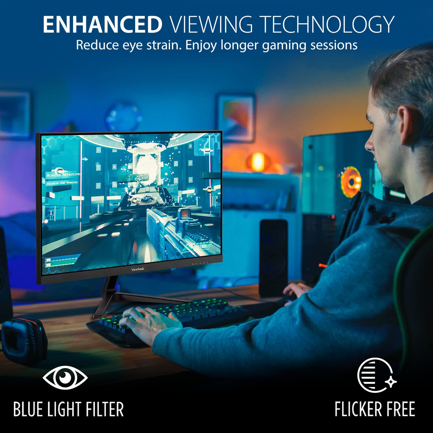 ViewSonic VX2418-P-MHD 24 Inch 1080p 1ms 165Hz Gaming Monitor with FreeSync Premium, Eye Care, HDMI and DisplayPort