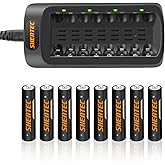 Shentec 8 Packs AAA Batteries Rechargeable NiMH 1000mAh with a Battery Charger