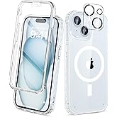 BANLEA Compatible with iPhone 15 Plus Case Clear, Built-in Screen Protector, with Camera Lens Protector, [Compatible with MagSafe] Full Body Phone Case, Protective Cover for 15Plus 6.7" (Clear)